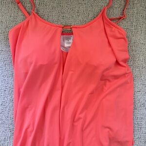 VENUS Coral Pink Spaghetti Strap Tankini with Front Keyhole